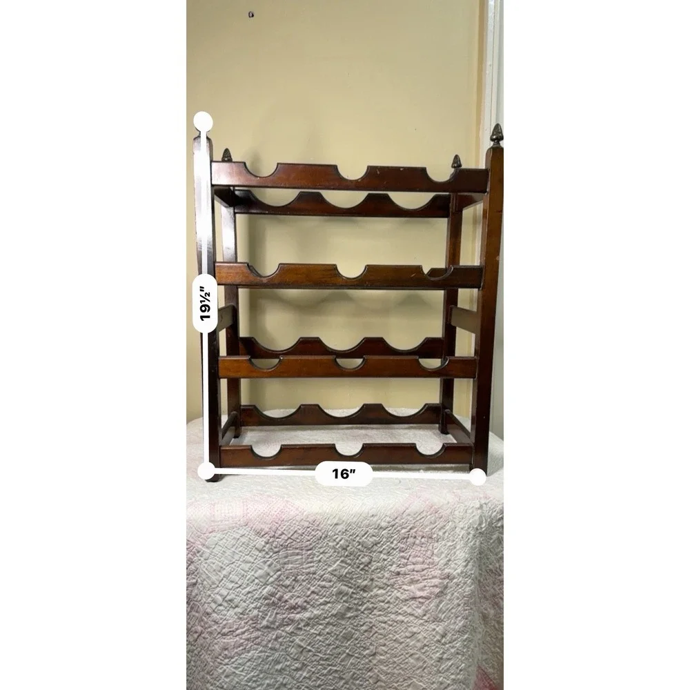 Bombay Company Wood Freestanding 12-Bottle Wine Rack Dark Brown 19.5in